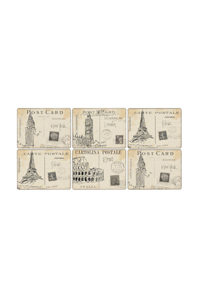 Postcard Sketches podkładki korkowe średnie zestaw sześć sztuk