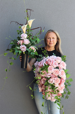 Pastelle Roses, komplet dekoracji nagrobnych, bukiet + kompozycja