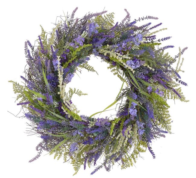 Fioletowa Wiosna, dekoracyjny wianek z lawendą	