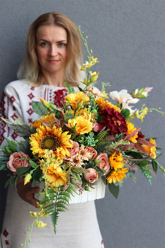 Jesień Miłości, dekoracja nagrobna w skrzynce