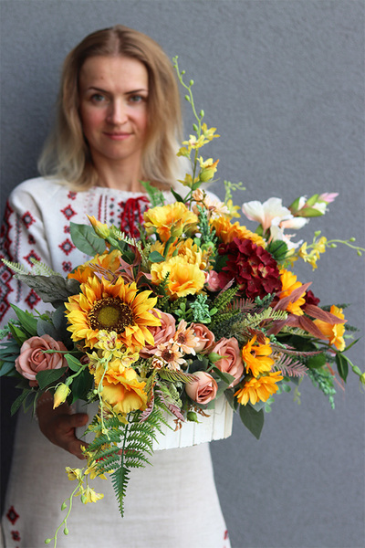 Jesień Miłości, dekoracja nagrobna w skrzynce