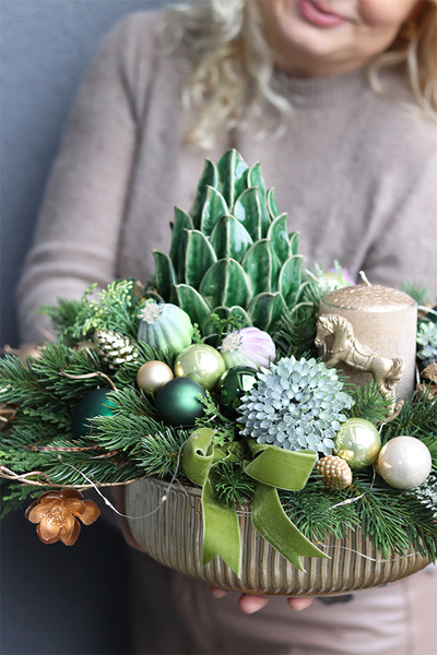 Karczoch Deluxe, świąteczny stroik na stół