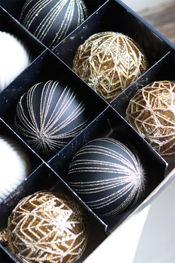 Golden Night, błyszczące świąteczne bombki, śr.9cm, kpl.12szt 