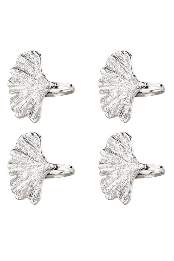 Ginko, obrączki na serwetki, miłorząb, srebrne