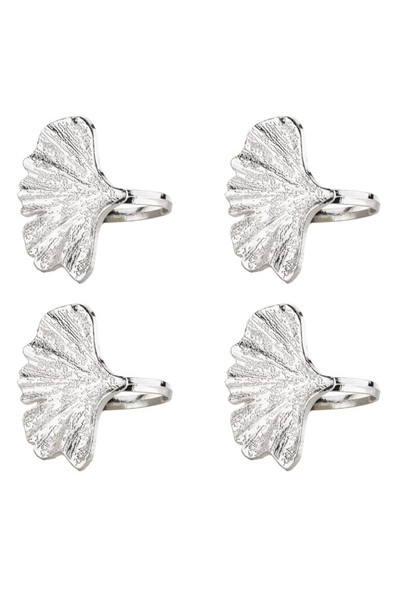 Ginko, obrączki na serwetki, miłorząb, srebrne