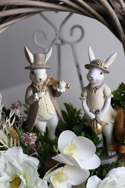 Grające Zające, wielkanocny wianek na drzwi, rozp.40cm 