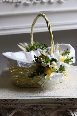 Tradycja, dwustronnie dekorowany koszyczek wielkanocny, wys.28cm