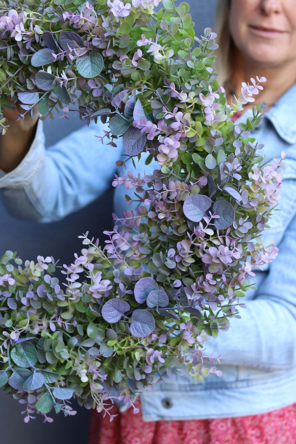 Zielone Liście A, wysokiej jakości sztuczny wianek na drzwi, śr.52cm