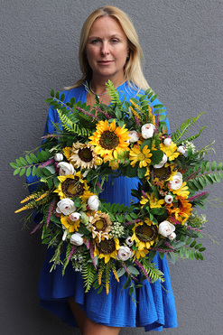 Słoneczniki, wysokiej jakości wieniec jesienny, śr.50cm