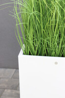 Fiberglass Marco Hazel, sztuczne trawy w białej donicy