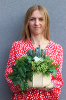 Grenoble, kompozycja sukulenty w okrągłej donicy