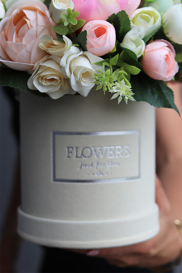 dziewczęcy flowerbox, Pudrovano, wys.34cm 