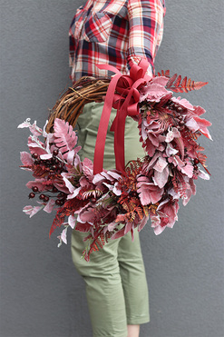 Aoife, asymetryczny jesienny wianek na drzwi, śr.52cm