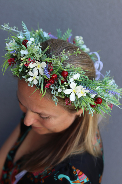 Józefina, kwiatowy wianek na głowę, rozmiar uniwersalny 