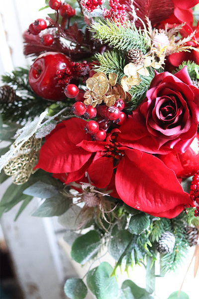 nagrobny bukiet świąteczny, Christmas Redunio, dł.70cm 