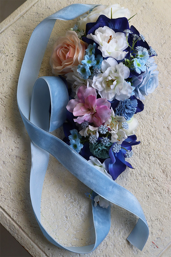 Bluenisto, opaska do zasłon z dekoracją kwiatową, kpl.2szt