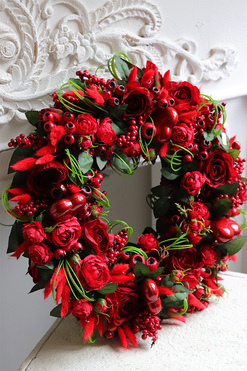 walentynkowy wianek, Czerwień Miłości, śr.40cm 