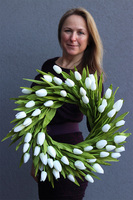 bardzo elegancki wianek z tulipanów, Witaj Wiosno White, śr.40cm