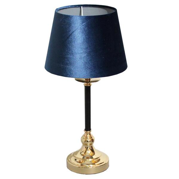 Sophista Gold, lampa stołowa glamour, granatowy welur, wys.51cm 
