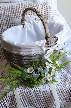 OD RĘKI Izabella, dekoracja do koszyczka z rumiankami, wym.11x30cm