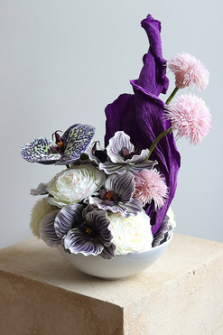 OD RĘKI Purple Dekoris, nowoczesna kompozycja kwiatowa, wym.37x29cm