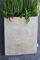 Moderni Concrete, sztuczna trawa z dmuchawcami w betonowej donicy