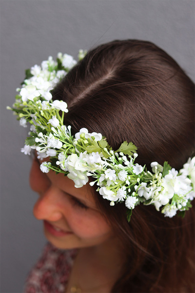 Bretra, biały wianek na głowę, rozmiar uniwersalny