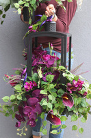 Angelo Garden Purple Black, kompozycja kwiatowa z lampionem