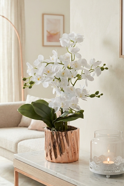 Rose Gold Etta, efektowny sztuczny storczyk