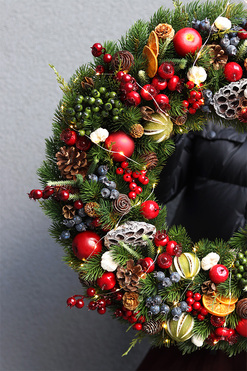 Christmas Decor 3, wianek świąteczny z lampkami LED, śr.60cm 