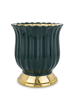 Regina Flower A, osłonka ceramiczna, zielono-złota, wym.24x21cm