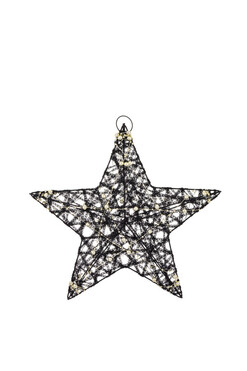 Modern Glamm, świąteczna zawieszka gwiazdka LED, czarna, wym.30x30cm