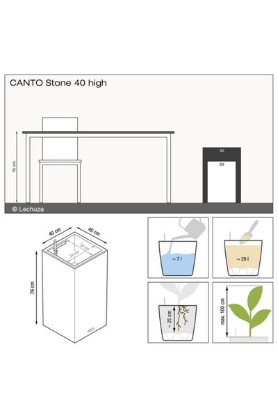 Canto Stone LED, podświetlana doniczka z nawadnianiem