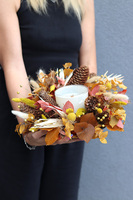 Boho Candle B, dekoracyjny wianek ze stabilizowanych roślin, śr.30cm