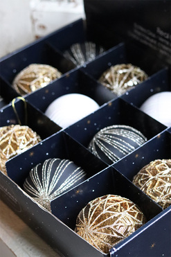 Golden Night, błyszczące świąteczne bombki, śr.9cm, kpl.12szt 