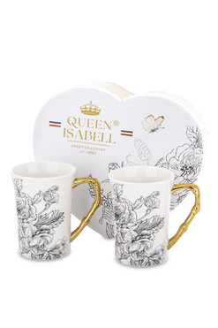 OD RĘKI Butterfly Garden, kubek ze złotym uchem, kpl.2szt, poj.350ml