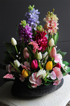 Hiacyntowa Volcan, kompozycja nagrobna w osłonce, wys.42cm