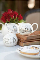 Alice in Wonderland, porcelanowy mlecznik i cukiernica