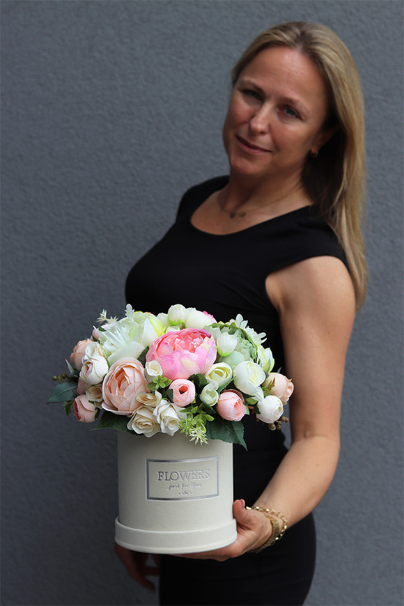 dziewczęcy flowerbox, Pudrovano, wys.34cm 