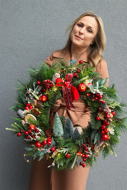 Mikołajowy Las, wianek bożonarodzeniowy LED, śr.55cm