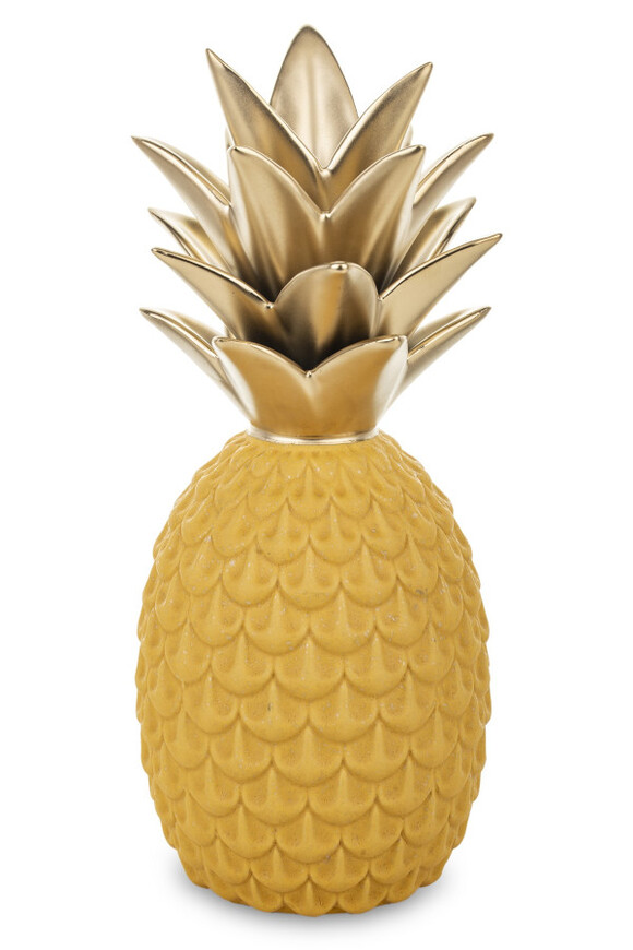 Ananas Gold, figurka ceramiczna / pojemnik, wym.29.5x13x13cm