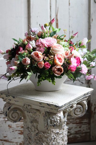 Abellano, kompozycja kwiatowa w naczyniu, wym.36x50cm