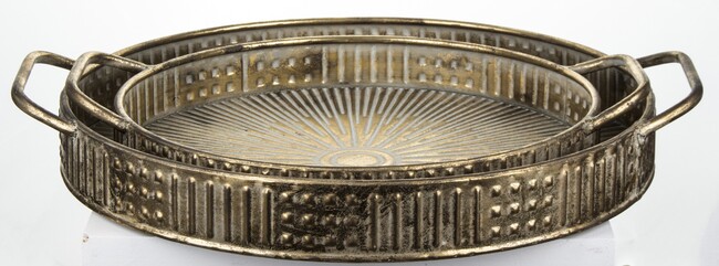 India A, komplet 2-óch metalowych tac, wym.7x56x49/6x47x39.5cm