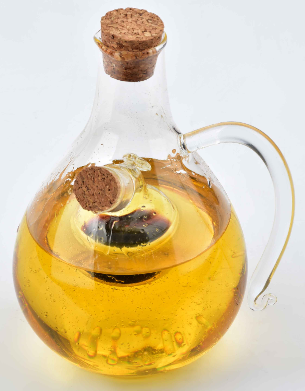 Glass Olive&Vinegar, przezroczysta butelka 2w1 na oliwę/ocet, wym.10x14.5cm