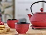 Awaji, żeliwne czarki do herbaty, czerwone, kpl.2szt, poj.150ml