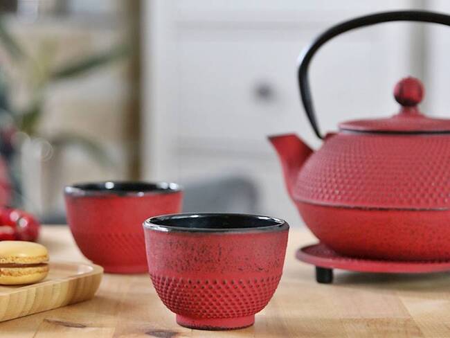 Awaji, żeliwne czarki do herbaty, czerwone, kpl.2szt, poj.150ml