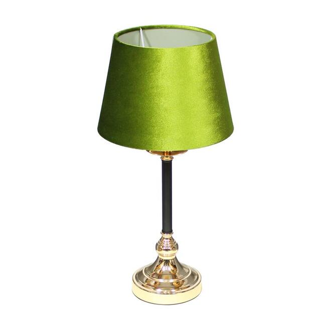 Sophista Gold, lampa stołowa glamour, oliwkowy welur, wys.51cm 