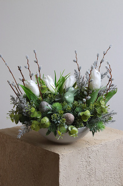 Green Melody 2, stroik wielkanocny z zajączkiem, wys.27cm 