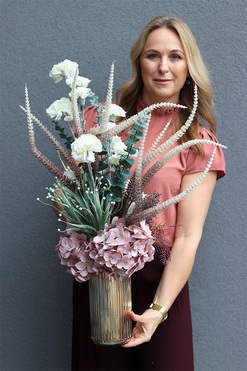 Lirena Goldis, dekoracyjny bukiet w wazonie, wys.70cm