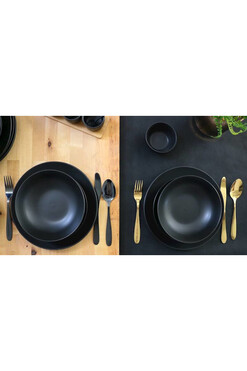 London Black, komplet obiadowy dla 6 osób, 18 elementów